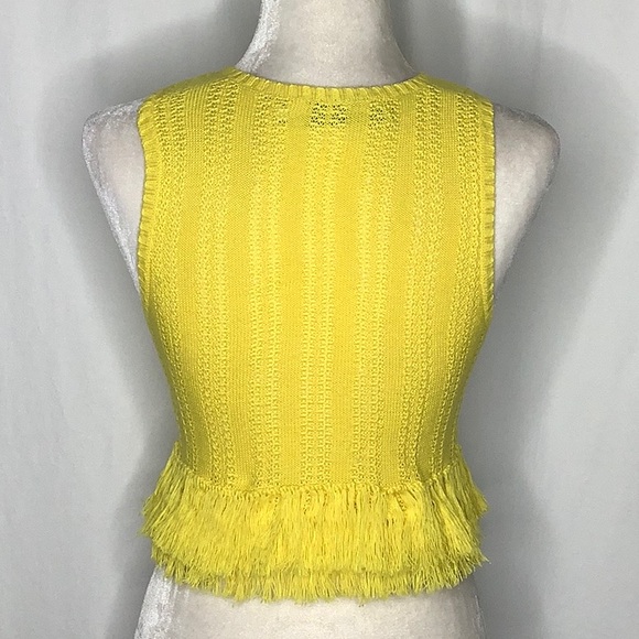 Rachel Antonoff Lewis Fringe Shell Sleeveless Knit Crop Top With Fringe Trim S - Picture 12 of 13